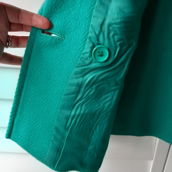 Vintage Canda Pure New Wool Jacket Blazer Jade Green Pockets Size 10 - Picture 9 of 13